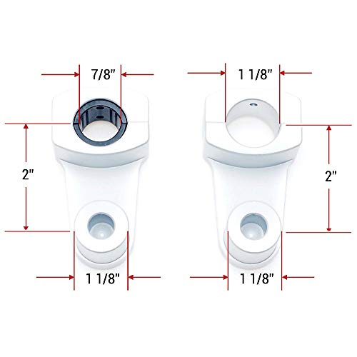 Elevadores de abrazadera de manillar pivotantes APE RACING de 2" de altura, plateados, para manillares de 7/8" o 1 1/8", montaje en abrazadera de potencia de 1-1/8".