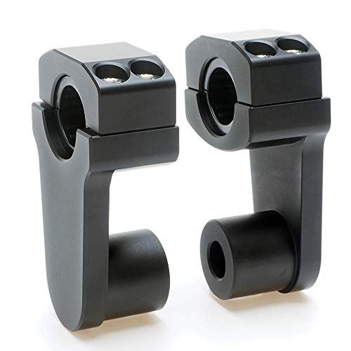 Elevadores de abrazadera de manillar pivotantes APE RACING de 2" de altura, negros, para manillares de 7/8" o 1 1/8", montaje en abrazadera de potencia de 1-1/8".