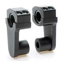 Elevadores de abrazadera de manillar pivotantes APE RACING de 2" de altura, negros, para manillares de 7/8" o 1 1/8", montaje en abrazadera de potencia de 1-1/8".