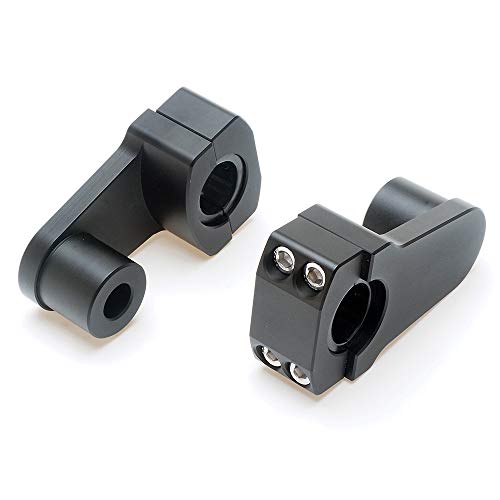 Elevadores de abrazadera de manillar pivotantes APE RACING de 2" de altura, negros, para manillares de 7/8" o 1 1/8", montaje en abrazadera de potencia de 1-1/8".