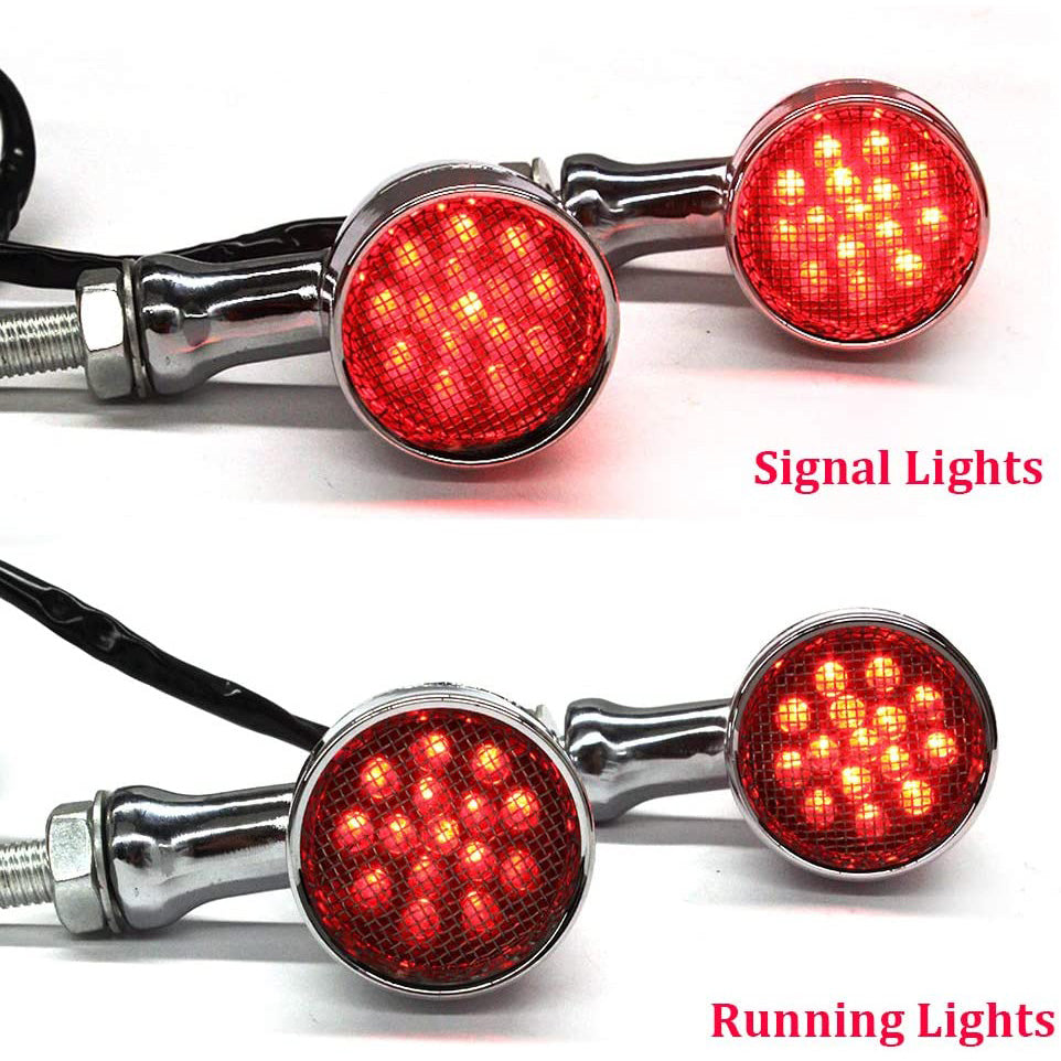 Intermitentes LED vintage de metal para motocicleta APE RACING, luces traseras cromadas M10