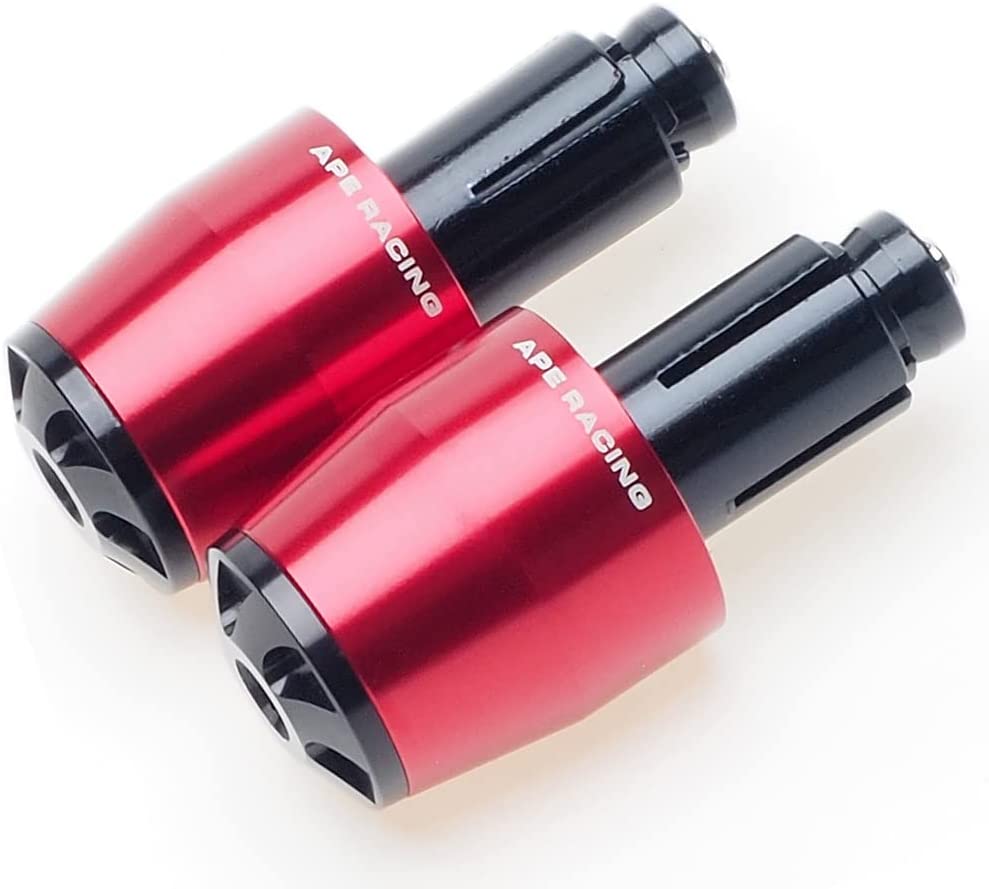 Tapones universales de aluminio APE RACING para extremos de manillar de motocicleta. Pesos para manillares de 7/8" o 1 1/8". Compatibles con cualquier motocicleta, motocross, scooter con manillar hueco (rojo). 