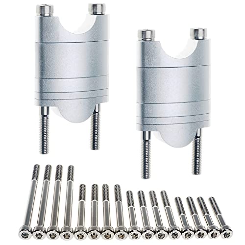 Elevadores de manillar APE RACING de aluminio macizo con altura ajustable para manillares de 28,6 mm (1 1/8"), para motocicletas, todoterrenos, quads y motos de cross (1 1/8", plateados)