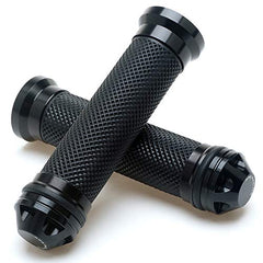 Puños de motocicleta de 7/8" - Puños universales de gel de goma y aluminio CNC con extremo de manillar para ATV, motocicleta y scooter (negro)