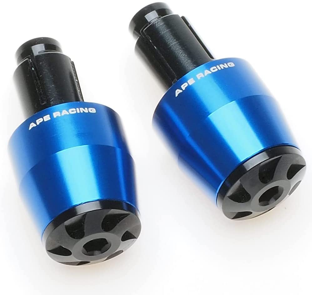 Tapones universales de aluminio APE RACING para manillares de 7/8" o 1 1/8", aptos para cualquier motocicleta, motocross, scooter con manillar hueco (azul) 