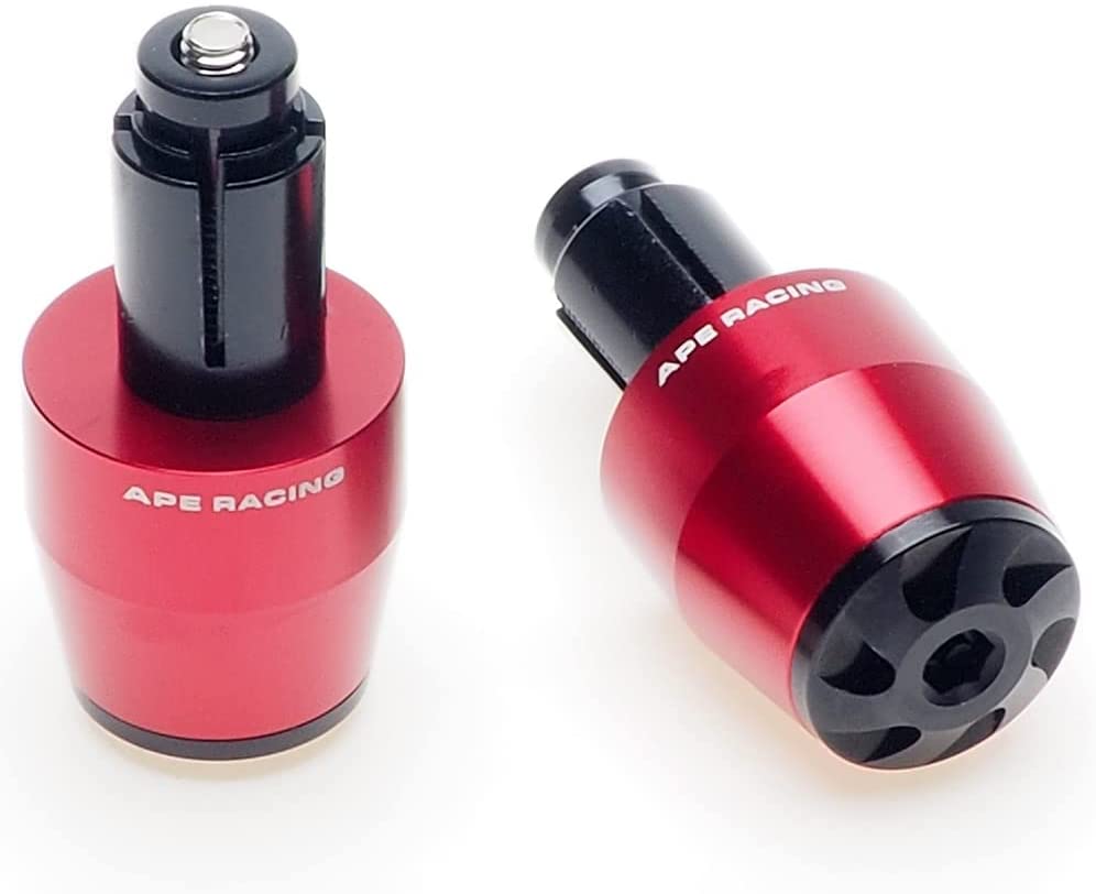 Tapones universales de aluminio APE RACING para extremos de manillar de motocicleta. Pesos para manillares de 7/8" o 1 1/8". Compatibles con cualquier motocicleta, motocross, scooter con manillar hueco (rojo). 