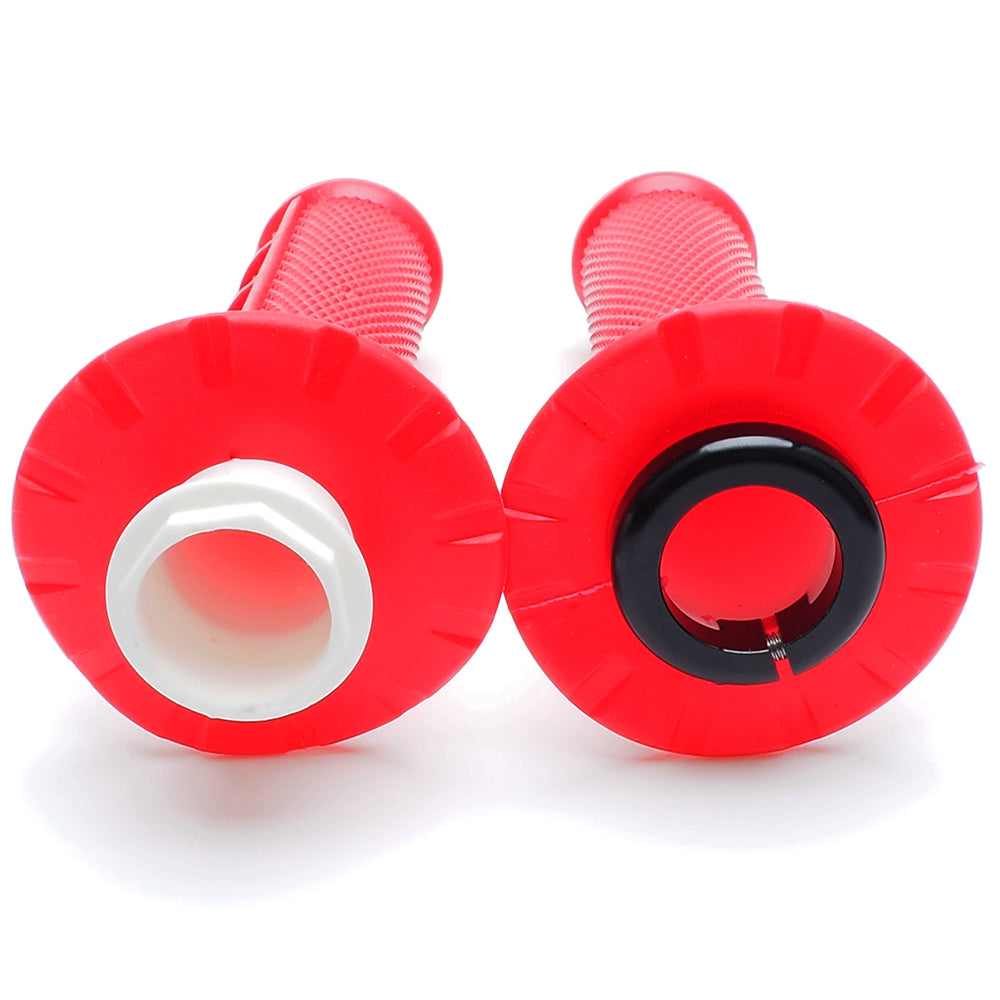 Puños de manillar APE RACING antideslizantes con bloqueo giratorio para acelerador, para motocicleta, motocross, todoterreno (rojos) 