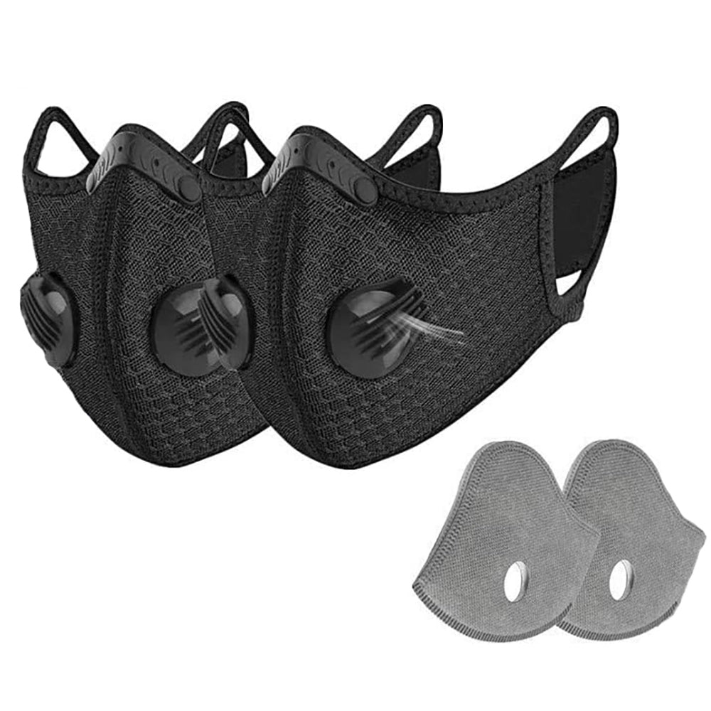 Mascarilla deportiva reutilizable con filtros para exteriores (paquete de 2)